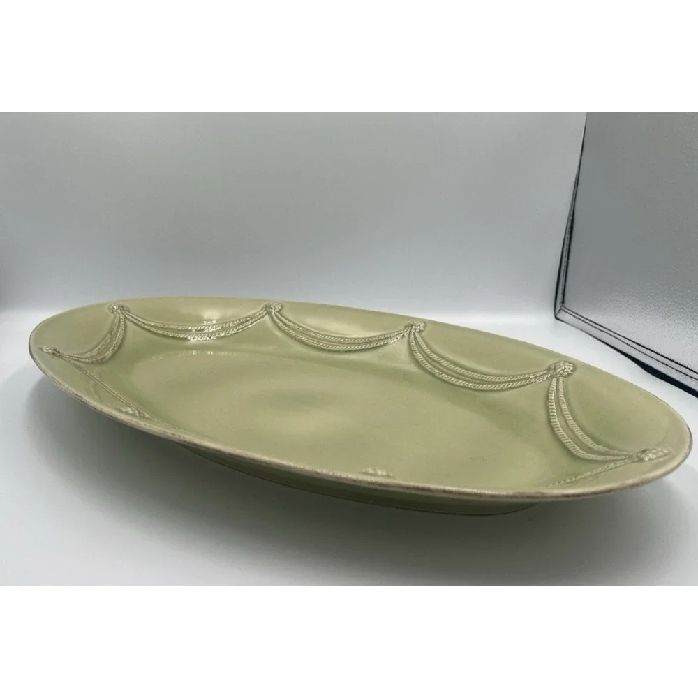 NEW JULISKA Berry & Thread Pistachio Green Oval Serving Platter 17 3/4